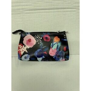 Wristlet Wallet Bag Black Floral With Clip On Handle & Charm New Women’s…